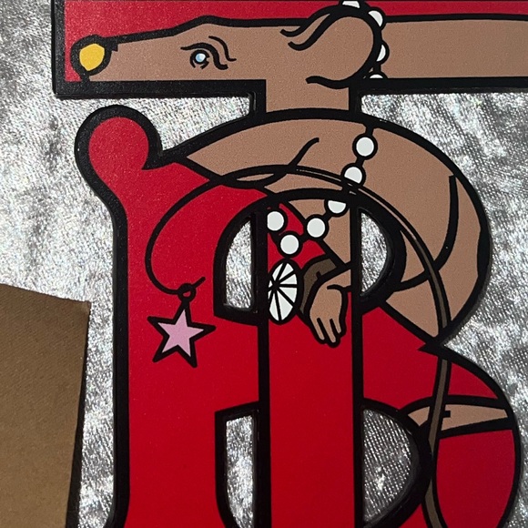 Burberry bag charm tag Red Leather Tb Bag Charm gold logo travel letter B star - Picture 8 of 8